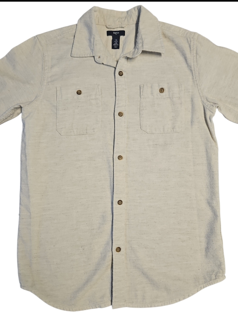 GAP Kids Boys Cream Button-Up Soft Shirt Size X-Large - Picture 4 of 6